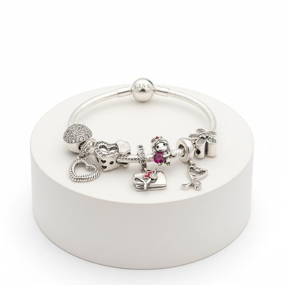 Linx Snake Chain Bracelet with Nurse Themed Charms 925 sterling silver - Picture 1 of 6